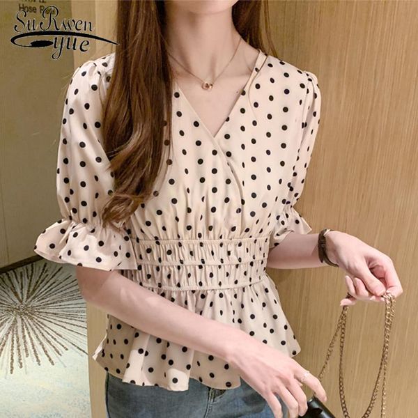 blusas 2021 korean vintage v-neck polka dot short sleeve chiffon blouse women elegant slim waist ruffles female 8970 50 women's blouses, White
blusas 2021 korean vintage v-neck polka dot short sleeve chiffon blouse women elegant slim waist ruffles female 8970 50 women's blouses, White