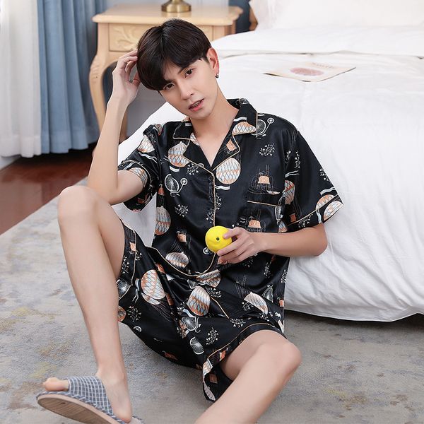 men's sleepwear 2 pieces pajamas summer short-sleeved shorts ice silk thin large size loose home clothing nightgown suit j8fr, Black;brown
men's sleepwear 2 pieces pajamas summer short-sleeved shorts ice silk thin large size loose home clothing nightgown suit j8fr, Black;brown