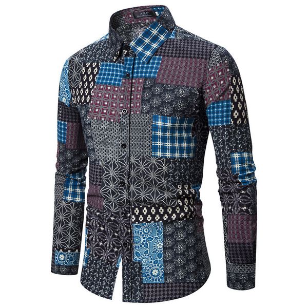 boutique fashion shirt 2021 spring and autumn men's national style printed cotton hemp casual long sleeve, White;black
boutique fashion shirt 2021 spring and autumn men's national style printed cotton hemp casual long sleeve, White;black