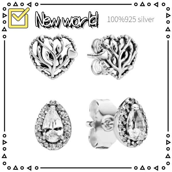 stud original luxury true 100%925 sterling silver pando crystal earrings women diy fashion wedding jewelry, Golden;silver
stud original luxury true 100%925 sterling silver pando crystal earrings women diy fashion wedding jewelry, Golden;silver