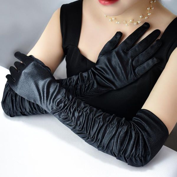 five fingers gloves 50cm women imitate satin long prom dance performance cosplay retro style summer solid sunscreen black folds, Blue;gray
five fingers gloves 50cm women imitate satin long prom dance performance cosplay retro style summer solid sunscreen black folds, Blue;gray