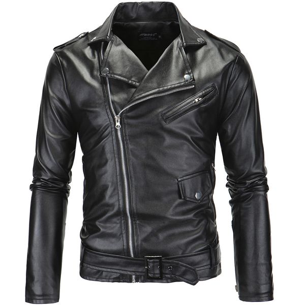 new casual slim men's leather jackets fashion mens zipper solid color turn-down collar men motorcycle jacket leather coats xp09, Black
new casual slim men's leather jackets fashion mens zipper solid color turn-down collar men motorcycle jacket leather coats xp09, Black