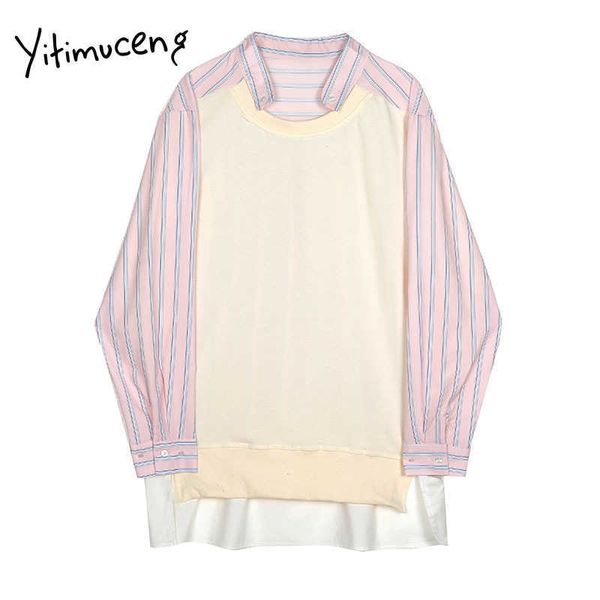 yitimuceng striped patchwork fake 2 pieces blouse women button shirts loose spring long sleeve turn-down collar 210601, White
yitimuceng striped patchwork fake 2 pieces blouse women button shirts loose spring long sleeve turn-down collar 210601, White