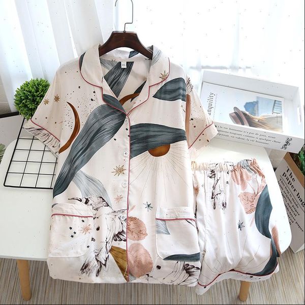 pajamas thin short sleeved women sleepwear shorts two piece home clothes loose starry sky summer pyjamas pijama, Black;red
pajamas thin short sleeved women sleepwear shorts two piece home clothes loose starry sky summer pyjamas pijama, Black;red