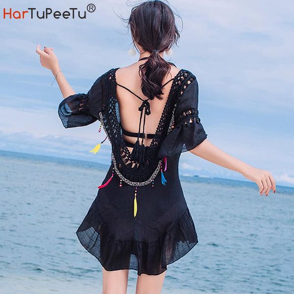 women's swimwear beach dress mini women summer 2021 bikini cover up boho hollow out backless bandage feather decorate balck white loose, White;black
women's swimwear beach dress mini women summer 2021 bikini cover up boho hollow out backless bandage feather decorate balck white loose, White;black