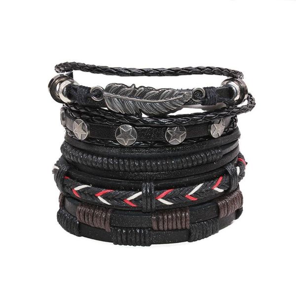 charm bracelets retro men's bracelet 5-piece set of hand woven cowhide wax rope adjustable jewelry fashion small gift, Golden;silver
charm bracelets retro men's bracelet 5-piece set of hand woven cowhide wax rope adjustable jewelry fashion small gift, Golden;silver