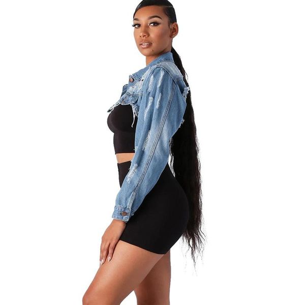 women's trench coats 19445 factory direct cross-border european and american ultra-short personalized washed denim jacket coat, Tan;black
women's trench coats 19445 factory direct cross-border european and american ultra-short personalized washed denim jacket coat, Tan;black