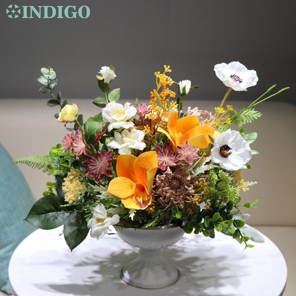 indigo designed - 1 set with vase orange cymbidium chrysanthemum artificial flower arrangement bonsai bouquet centerpiece
indigo designed - 1 set with vase orange cymbidium chrysanthemum artificial flower arrangement bonsai bouquet centerpiece