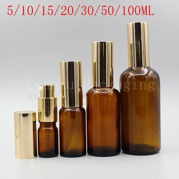 storage bottles & jars 5/10/15/20/30/50/100ml brown glass bottle with gold lotion pump, sub-bottling, empty cosmetic container (15 pc/lot)
storage bottles & jars 5/10/15/20/30/50/100ml brown glass bottle with gold lotion pump, sub-bottling, empty cosmetic container (15 pc/lot)
