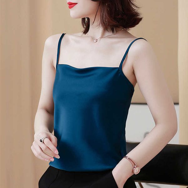 korean fashion silk women woman satin camisole solid v neck tanks plus size halter camis lady tees 210531, White
korean fashion silk women woman satin camisole solid v neck tanks plus size halter camis lady tees 210531, White