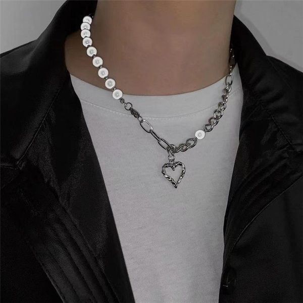 chains antique baroque irregular reflective pearl necklace love stitching pendant fashion for women punk jewelry, Silver
chains antique baroque irregular reflective pearl necklace love stitching pendant fashion for women punk jewelry, Silver
