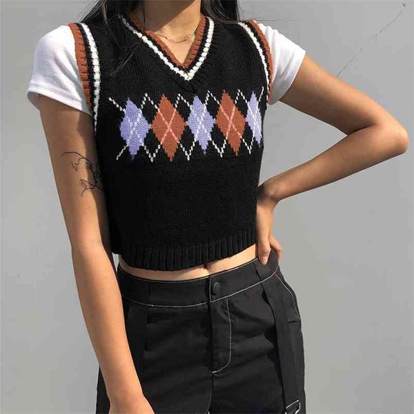 women sweater vest v-neck geometrical print sleeveless fashihigh street style casual ladies clothing 210522, Black;white
women sweater vest v-neck geometrical print sleeveless fashihigh street style casual ladies clothing 210522, Black;white