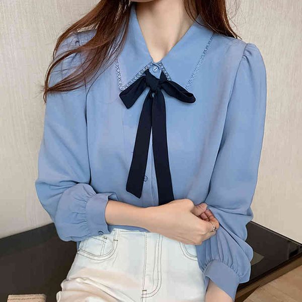 sweaters korean office lady blusa turn-down collar vintage loose elegant chiffon blouses women's bow casual shirts, White;black
sweaters korean office lady blusa turn-down collar vintage loose elegant chiffon blouses women's bow casual shirts, White;black