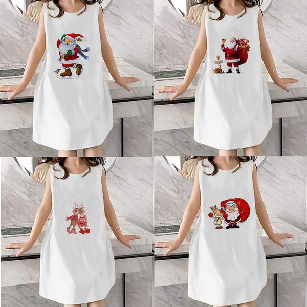 girl's dresses summer girl dress elk santa print white baby child clothes children 4-9years christmas nightdress, Red;yellow
girl's dresses summer girl dress elk santa print white baby child clothes children 4-9years christmas nightdress, Red;yellow