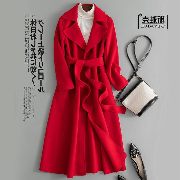 women's wool & blends scarlet double faced cashmere overcoat mid length 2021 knee hepburn waist down autumn and winter woolen swea, Black
women's wool & blends scarlet double faced cashmere overcoat mid length 2021 knee hepburn waist down autumn and winter woolen swea, Black