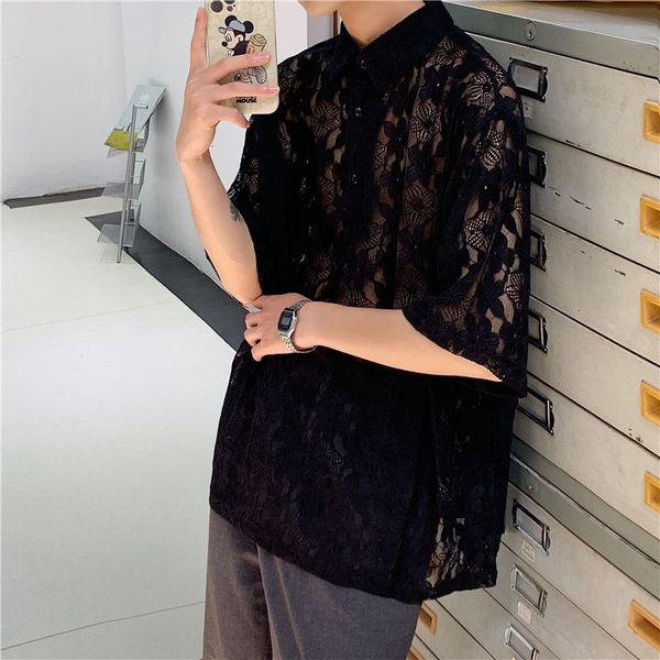 men's casual shirts summer nightclub korean fashion loose harajuku streetwear hip-hop mesh short sleeve wtt4, White;black
men's casual shirts summer nightclub korean fashion loose harajuku streetwear hip-hop mesh short sleeve wtt4, White;black