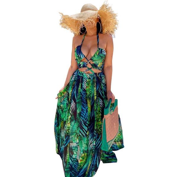 casual dresses women maxi backless pattern leaf long slit halter dress high street loose print outdoor wear j9gc, Black;gray
casual dresses women maxi backless pattern leaf long slit halter dress high street loose print outdoor wear j9gc, Black;gray