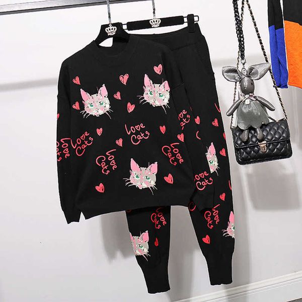 women's two piece pants autumn loose cartoon knitted sweater + casual 2pc set black pullover knitting trousers suit tracksuit flmv, White
women's two piece pants autumn loose cartoon knitted sweater + casual 2pc set black pullover knitting trousers suit tracksuit flmv, White
