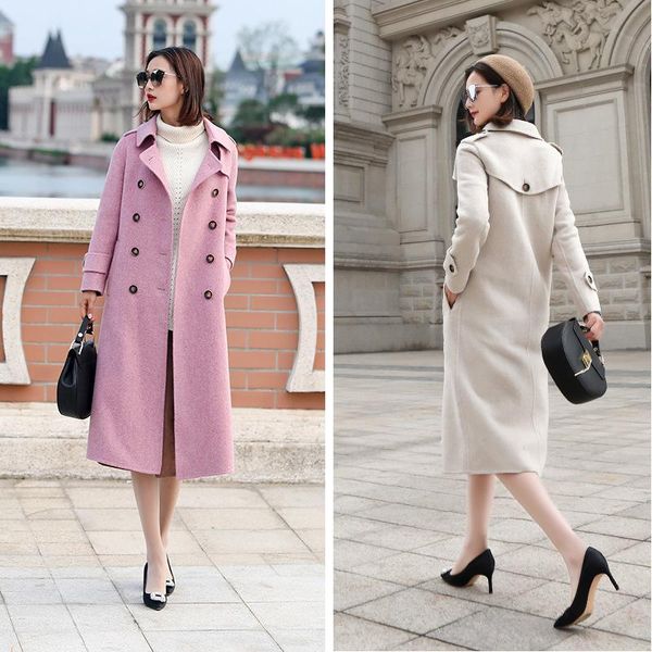 women's wool & blends 2021 british style coat female jacket alpaca double-faced cashmere long women coats casaco feminino kj355, Black
women's wool & blends 2021 british style coat female jacket alpaca double-faced cashmere long women coats casaco feminino kj355, Black