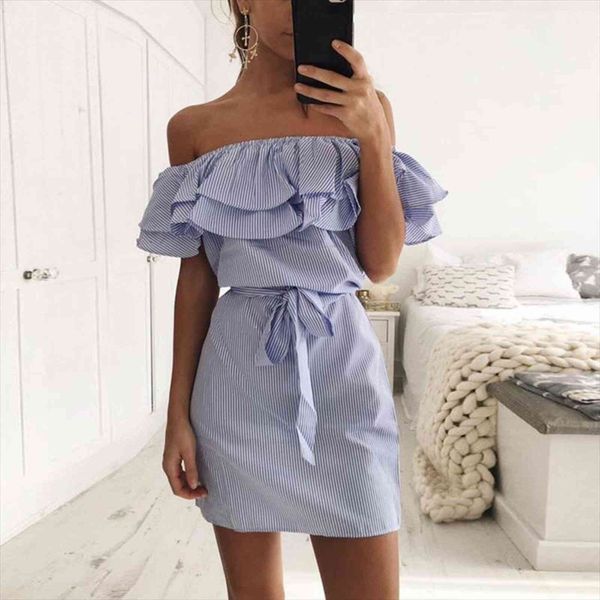 shoulder striped ruffles summer women dresses beach casual shirt short mini party robe femme jurk, Black;gray
shoulder striped ruffles summer women dresses beach casual shirt short mini party robe femme jurk, Black;gray