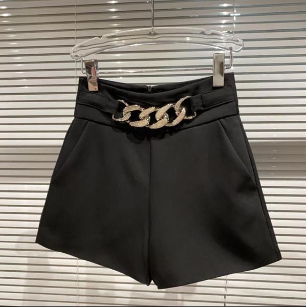 women's shorts 2021 autumn vintage gold chain solid color wide leg ladies boots high waist women, White;black
women's shorts 2021 autumn vintage gold chain solid color wide leg ladies boots high waist women, White;black