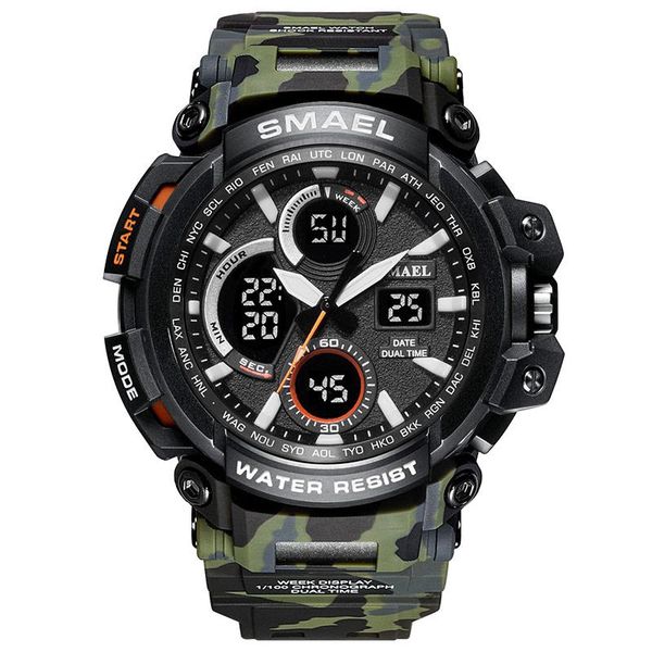 wristwatches 2021 smael watch men sports dual time camouflage army led digital wristwatch 50m waterproof men's clock, Slivery;brown
wristwatches 2021 smael watch men sports dual time camouflage army led digital wristwatch 50m waterproof men's clock, Slivery;brown