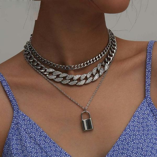punk multi layer love lock pendant choker necklace steampunk women men padlock crystal chunky chain couple jewelry gift chains, Silver
punk multi layer love lock pendant choker necklace steampunk women men padlock crystal chunky chain couple jewelry gift chains, Silver