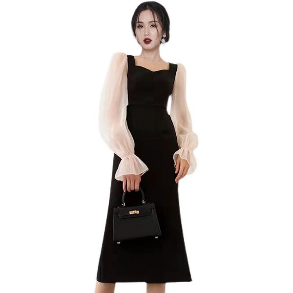 casual dresses maxi black lace aline dress one piece korean ladies autumn long sleeve cabaret party office for women, Black;gray
casual dresses maxi black lace aline dress one piece korean ladies autumn long sleeve cabaret party office for women, Black;gray