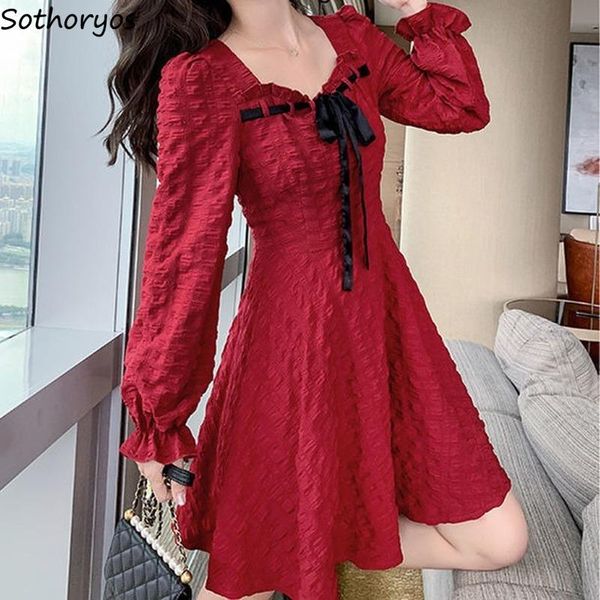 casual dresses high waist long sleeve dress women spring retro sweet patchwork ribbon bow a-line red chiffon tender square collar mini vesti, Black;gray
casual dresses high waist long sleeve dress women spring retro sweet patchwork ribbon bow a-line red chiffon tender square collar mini vesti, Black;gray