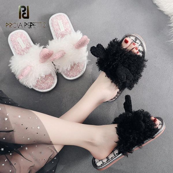 prova perfetto style curly high-end fabric cute ears plush light luxury open-toed slippers soft bottom warm cotton, Black
prova perfetto style curly high-end fabric cute ears plush light luxury open-toed slippers soft bottom warm cotton, Black