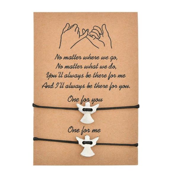 link, chain 2pcs/set angel adjustable woven bracelet european and american creative personality couple vintage gifts bracelets, Black
link, chain 2pcs/set angel adjustable woven bracelet european and american creative personality couple vintage gifts bracelets, Black