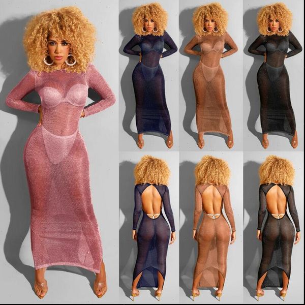 women black long sleeve dress see through mesh sheer maxi smock tulle lace summer night out party dresses streetwear, Black;gray
women black long sleeve dress see through mesh sheer maxi smock tulle lace summer night out party dresses streetwear, Black;gray