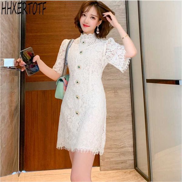 summer fashion elegant women lace hollow out dresse slim casual single-breasted dress vestidos 210531, Black;gray
summer fashion elegant women lace hollow out dresse slim casual single-breasted dress vestidos 210531, Black;gray