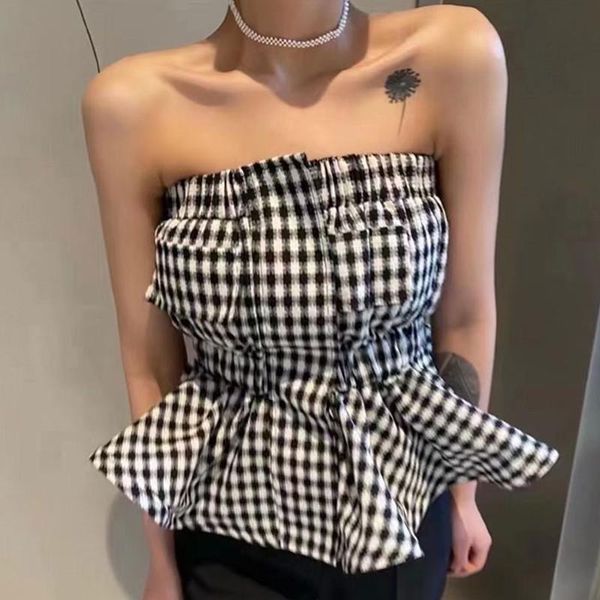 women's blouses & shirts vintage office lady design casual clothing summer plaid tube shirt slash neck ruffle print patchwork top, White
women's blouses & shirts vintage office lady design casual clothing summer plaid tube shirt slash neck ruffle print patchwork top, White