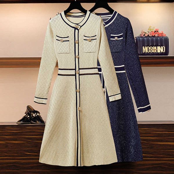 3xl plus size women fashion shiny kint dress vestido autumn winter long sleeve o neck button stripe sweater dresses 210604, Black;gray
3xl plus size women fashion shiny kint dress vestido autumn winter long sleeve o neck button stripe sweater dresses 210604, Black;gray