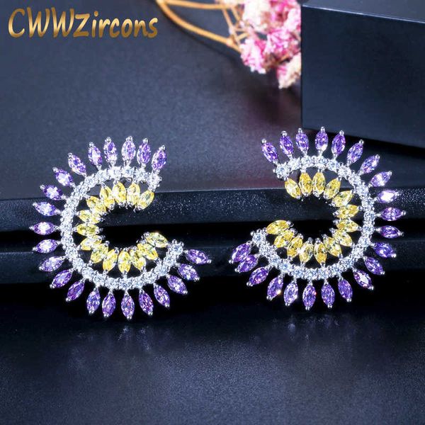 fashion brand jewelry unique deisgn beautiful round purple and yellow cz crystal women big stud earring cz110 210714, Golden;silver
fashion brand jewelry unique deisgn beautiful round purple and yellow cz crystal women big stud earring cz110 210714, Golden;silver