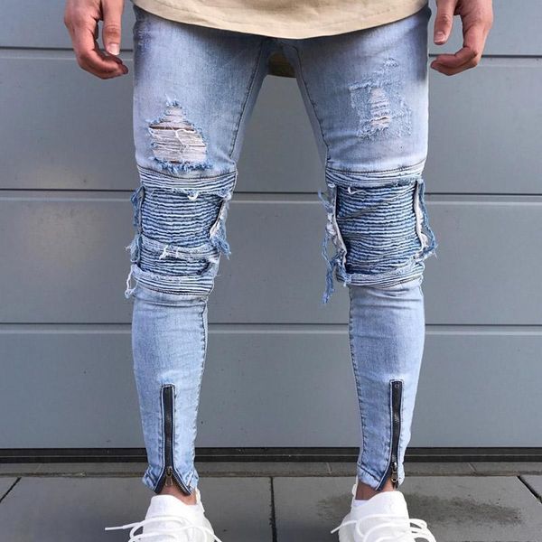 men's jeans mens hip hop ripped destroyed hole ny biker zipper decorative light blue denim pants
men's jeans mens hip hop ripped destroyed hole ny biker zipper decorative light blue denim pants