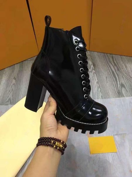 boots shinny genuine cow leather chunky high heel booties lady fashion brand women platform lace up round toe motorcycle ankle, Black
boots shinny genuine cow leather chunky high heel booties lady fashion brand women platform lace up round toe motorcycle ankle, Black