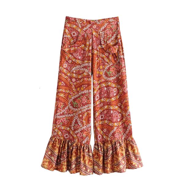 women's pants & boho floral print long flare ruffle capris women chic fashion beach maxi bohemian holiday trousers summer vacation, Black;white
women's pants & boho floral print long flare ruffle capris women chic fashion beach maxi bohemian holiday trousers summer vacation, Black;white