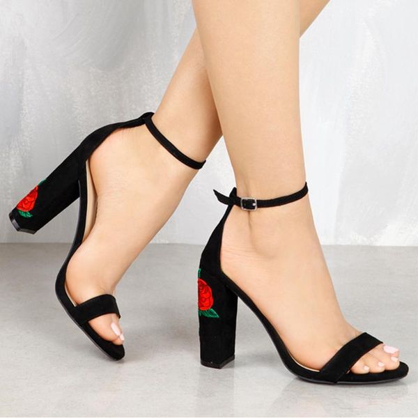 34-43 code 2021 embroidered lady's thick with high heels sandals women's plus-sized women shoes, Black
34-43 code 2021 embroidered lady's thick with high heels sandals women's plus-sized women shoes, Black