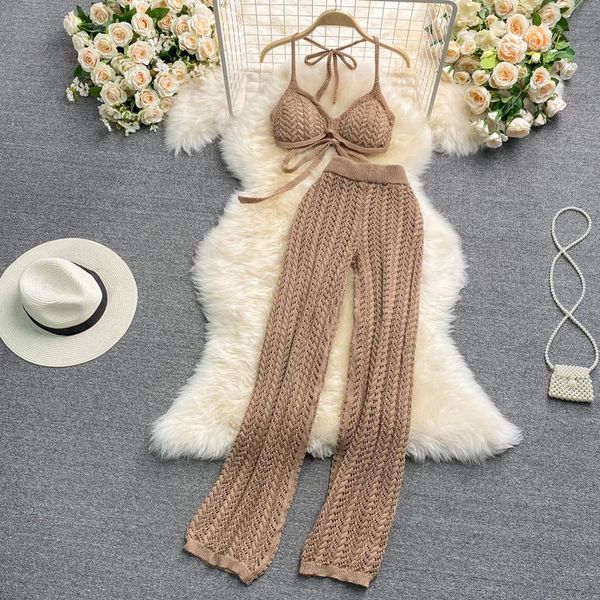 women's pants & capris beach holiday suit hollow knit halterneck tube female girl two-piece high waist casual, Black;white
women's pants & capris beach holiday suit hollow knit halterneck tube female girl two-piece high waist casual, Black;white