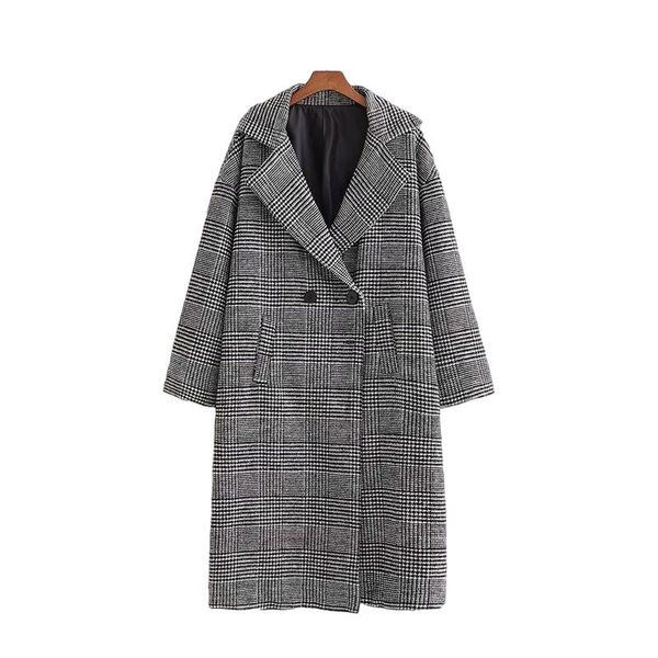women's wool & blends vogue vintage woman loose houndstooth long woolen coats autumn fashion ladie thick plaid jackets female oversized, Black
women's wool & blends vogue vintage woman loose houndstooth long woolen coats autumn fashion ladie thick plaid jackets female oversized, Black