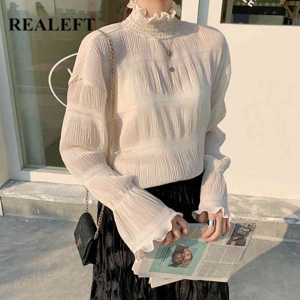 spring turtleneck blouse summer elegant solid color korean style ruffles neck folded chiffon women female 210428, White
spring turtleneck blouse summer elegant solid color korean style ruffles neck folded chiffon women female 210428, White