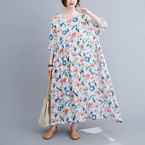 johnature women korean style dresses high waist print floral loose robes autumn o-neck half sleeve cotton blend dresses 210521, Black;gray
johnature women korean style dresses high waist print floral loose robes autumn o-neck half sleeve cotton blend dresses 210521, Black;gray