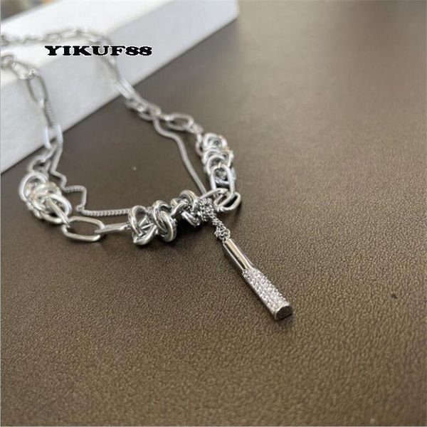 chokers yikuf88 women long stick zircon necklace female hip-hop creative double layer clavicle chain male, Golden;silver
chokers yikuf88 women long stick zircon necklace female hip-hop creative double layer clavicle chain male, Golden;silver
