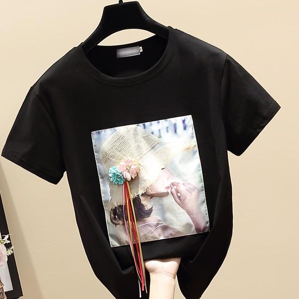 women's t-shirt ladies 2021 tee shirt short sleeve summer t women applique korean clothes woman tshirts cotton y2k fashion, White
women's t-shirt ladies 2021 tee shirt short sleeve summer t women applique korean clothes woman tshirts cotton y2k fashion, White