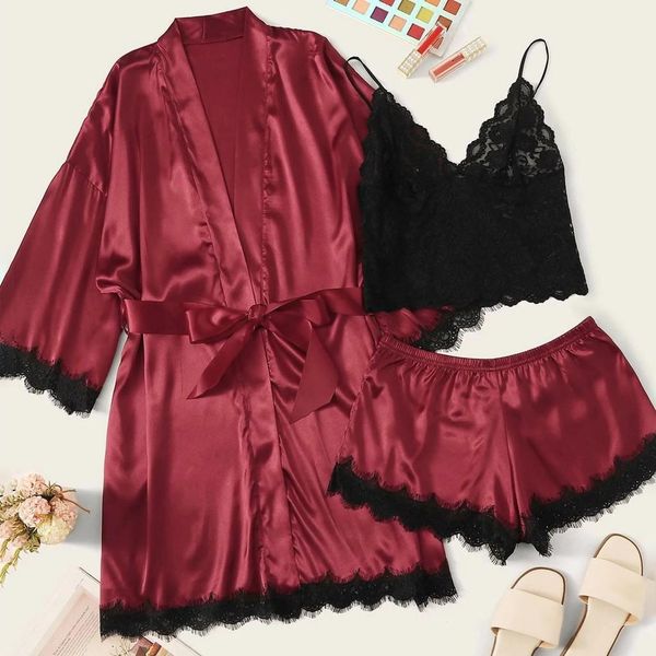 satin silk women sleepwear pajamas bell pijama feminino underwear lingerie robes nightwear hooded t2g, Black;red
satin silk women sleepwear pajamas bell pijama feminino underwear lingerie robes nightwear hooded t2g, Black;red