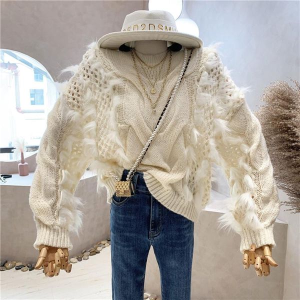 women's sweaters niche design clothing 2021 autumn winter loose lazy style sweater slim pullover versatile coat, White;black
women's sweaters niche design clothing 2021 autumn winter loose lazy style sweater slim pullover versatile coat, White;black
