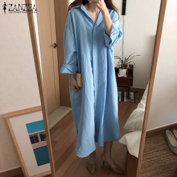 2021 zanzea autumn long maxi dresses women button down shirt dress split vestido robe vintag long sleeve cotton dress oversized, Black;gray
2021 zanzea autumn long maxi dresses women button down shirt dress split vestido robe vintag long sleeve cotton dress oversized, Black;gray