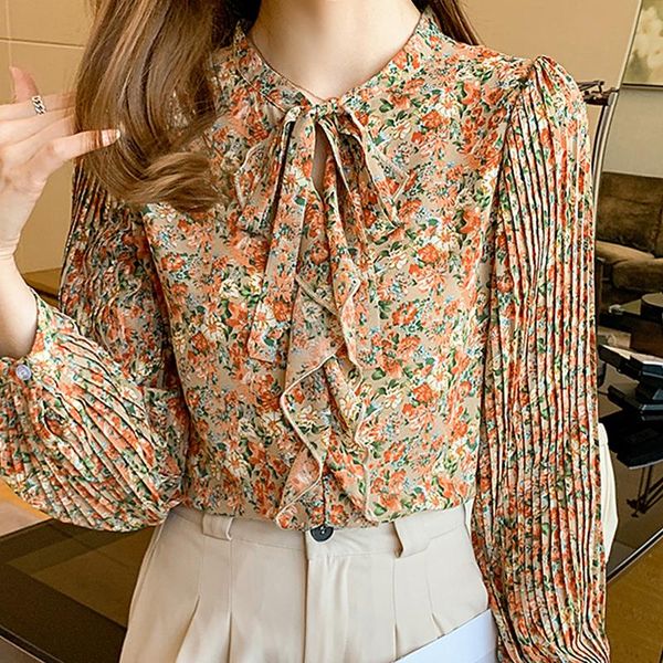 women's blouses & shirts autumn women ruffles print chiffon blouse shirt long sleeve blusas mujer de moda 2021 femme f188, White
women's blouses & shirts autumn women ruffles print chiffon blouse shirt long sleeve blusas mujer de moda 2021 femme f188, White